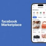 Interface mobile Facebook Marketplace sur iPhone, affichant icônes, produits et expérience d’achat simplifiée.