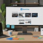 Espace de travail moderne montrant plusieurs templates Bootstrap gratuits pour projets web professionnels variés en 2025.